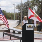 Sandy helps dedicate the Brandon Skate Park