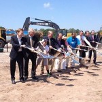 Commissioners Sandy Murman, Mark Sharpe, and Ken Hagan break ground on the Estuary project which includes anchor store Bass Pro Shops.