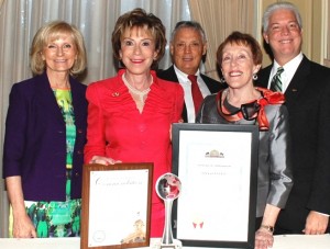 Sandy recognized Dr. Judy Genshaft, President of USF, with a commendation. Dr. Genshaft also received the Betty Castor Lifetime Achievement Award. Former Education Secretary and USF President Betty Castor, City Councilman Mike Suarez and Steve Michelini of the World Trade Center, attended the ceremony.