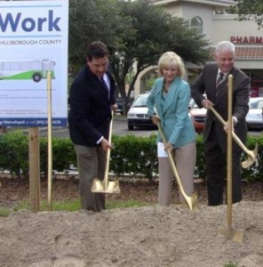 Commissioner Murman helps break ground for the county's first bus rapid transit line to run from the USF area to downtown Tampa