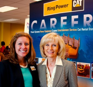 Sandy welcomes Christina Golden of Ring Power, one of more than 40 employers at Commissioner Murman's South County Job Fair at HCC South Shore Campus. Hundreds of job-seekers attended the event co-sponsored by the Tampa Bay Workforce Alliance and HCC.