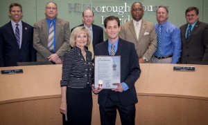Commissioner Sandy Murman proclaims Moffitt Business of Biotech Day in Hillsborough County at a meeting of the BOCC.