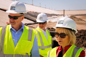 As a member of the Board for Tampa Bay Water, Inc.., Commissioner Sandy Murman tours the C.W. Bill Young Regional Reservoir with Construction Coordinator Rick Menzies and Chief Operating Officer Chuck Carden.