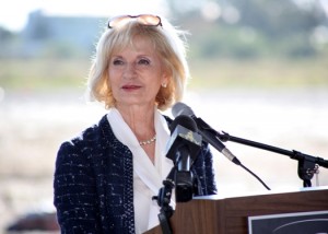 Sandy speaks during the groundbreaking for the Florida Conservation/Technology Park, calling the public/private partnership a beautiful marriage between environment, technology and recreation.