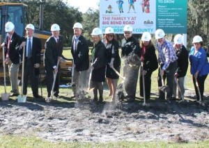 Commissioner Sandy Murman along with Commissioners Al Higginbotham and Ken Hagan, help the Family Y at Big Bend Road break ground. From left are President & CEO Tom Looby, Commissioner Higginbotham, Brett Couch, Commissioner Hagan, Commissioner Murman, Jennifer Murphy, John Tipton, Tony DiMare, Sharon Morris, George Simmons and Sandy Simmons.
