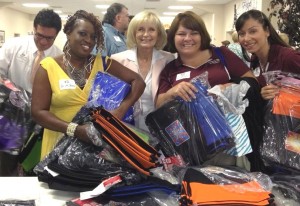 Sandy, along with the Office Depot Foundation, delivered 200 backpacks for South County school students at the SouthShore Chamber of Commerce Teacher Breakfast