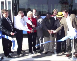 Commissioner Sandy Murman helped cut the ribbon during the HART Yukon Bus Transfer Dedication ceremony; On hand were officials from HART, Tampa City Council, County School Board, and the County