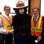 Smokey Bear meets with 2nd Floor Fire Wardens during his recent visit to County Center. Smokey was honored by the BOCC for his 70th Birthday.