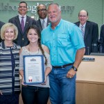 Commissioner Sandy Murman commended Chelsea Baker on becoming the first female in Hillsborough County history to pitch for a High School Varsity Team. Chelsea attends Durant High School and she accepted the honors with her dad, Rod Mason.