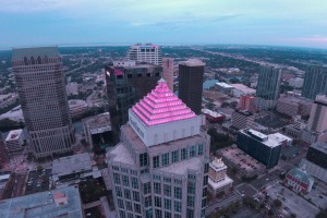 Sandy proclaimed Breast Cancer Awareness Day on Oct. 21. SunTrust in downtown Tampa shows support of the proclamation in Hillsborough on that day. A County employee took this great shot of the SunTrust Building.