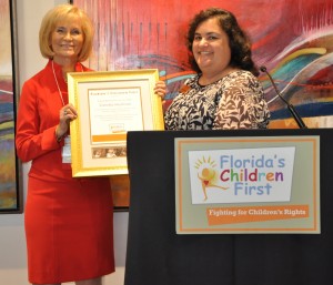 Florida's Children First honored Commissioner Sandy Murman with its 2016 Child Advocate of Year Award for her work on children's issues.