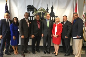 Sandy, along with Commissioner Les Miller, and staff from the county’s administration, veterans affairs and homeless initiative, meet with U.S. Veterans Affairs Secretary Robert A. McDonald about Hillsborough's Operation Reveille which assists homeless veterans.