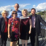 Sandy travels aboard the Cross Bay Ferry with Ed Turanchik, Congresswoman Kathy Castor, Katharine Eagan, HART CEO, and Dr. Steven Polzin, of USF.