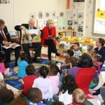 Sandy, David McGerald and Dave Lawrence read to children at the HCC Early Childhood Center