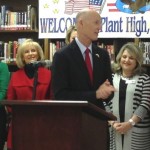 Commissioner Murman helps welcome Governor Rick Scott to Plant High School in South Tampa. The Governor was presenting a check for $8 million to Hillsborough County Schools.