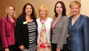 County leaders speak to leadership of the South Tampa Chamber of Commerce. From left are: Bonnie Wise, Chief Financial Administrator; Starr Saccareccia-Tyrka of the Chamber; Commissioner Sandy Murman; Kelly Flannery of the Chamber; and Lucia Garsys, Chief Development & Infrastructure Services Administrator.
