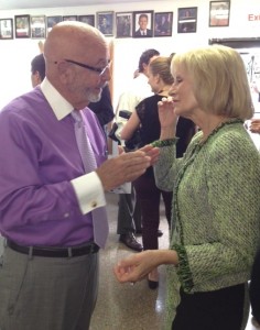 Sandy talks with Tampa City Council Chairman Charlie Miranda during a lunch with Governor Scott at the West Tampa Sandwich Shop.