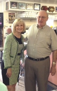 Sandy takes time to have lunch with former County Commissioner Joe Chillura at the West Tampa Sandwich Shop.
