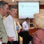 Commissioner Sandy Murman speaks with Stuart Rogel, President/CEO of the Tampa Bay Partnership, and John Thorington, VP of Government Affairs at Port Tampa Bay, at the CEO Direct event where she delivered the welcome address.