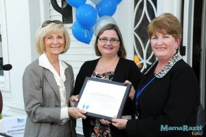 Sandy presents a “You Make a Difference” award to Katie Everlove-Stone, and Ann Madsen, of The Centre for Women in honor of the opening of the Helen Gordon-Davis Women’s Business Center.